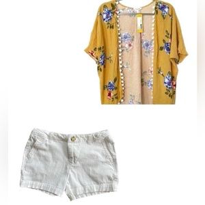 Girls size L NWT Kimono and White shorts set